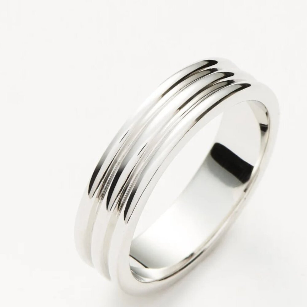 Classic Silver Triple-Groove Women's Ring